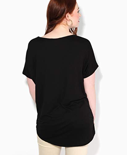 KRISP Camiseta Mujer Blusa Leopardo Top Brillante Camisa Casual Tallas Grandes, (Negro, 38 EU (10 UK)), 3277-BLK-10