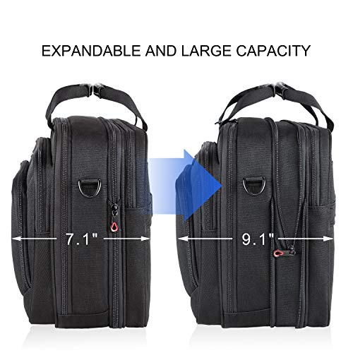 KROSER 17.1" Bandolera para Portátil Ligero Expandible Maletín para Laptop de 17" Bolsa Premium de Trabajo Comercial Hidrófugo Bolsa de Mensajero con Bolsillos RFID para Escuela/Viaje/Mujer/Hombre