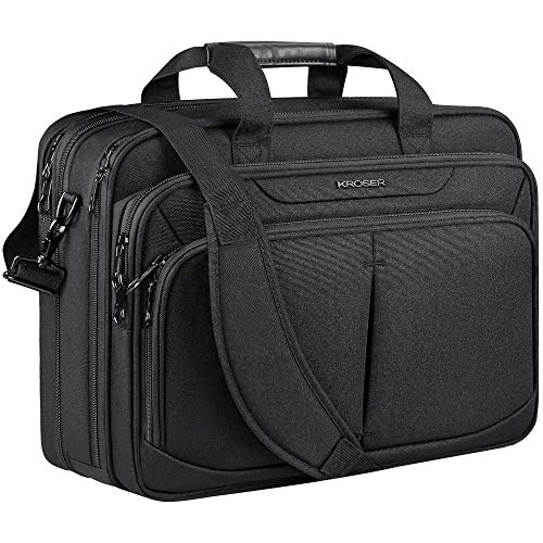KROSER 17.1" Bandolera para Portátil Ligero Expandible Maletín para Laptop de 17" Bolsa Premium de Trabajo Comercial Hidrófugo Bolsa de Mensajero con Bolsillos RFID para Escuela/Viaje/Mujer/Hombre
