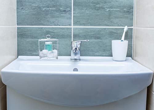 Kryllic Claro Juego de pañuelero Bolas de algodón acrílico Organizador, Caja de Almacenamiento para bastoncillos, Make up Pads, cosméticos y más – para baño y tocador