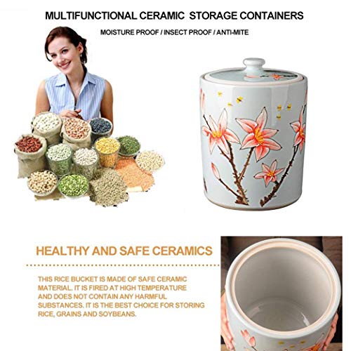 KUANDARMX Barril de harina Tanque de Almacenamiento de Cocina Contenedores de Comida Tarro de Kimchi Cubo de Almacenamiento de arroz Contenedor de Grano, White, 26.7x26.7x36.2 cm
