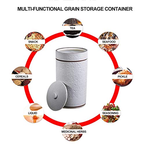 KUANDARMX Contenedor de Almacenamiento de Cocina Cubo de arroz Tanque de Almacenamiento de cerámica Contenedor de harina Contenedores de Grano de Cilindro Kimchi 38x38x52cm, White, 38x38x52cm