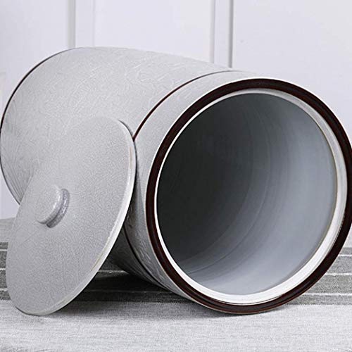 KUANDARMX Contenedor de Almacenamiento de Cocina Cubo de arroz Tanque de Almacenamiento de cerámica Contenedor de harina Contenedores de Grano de Cilindro Kimchi 38x38x52cm, White, 38x38x52cm