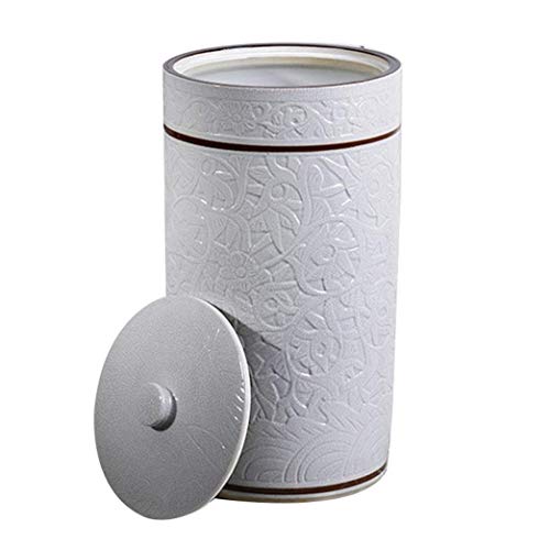KUANDARMX Contenedor de Almacenamiento de Cocina Cubo de arroz Tanque de Almacenamiento de cerámica Contenedor de harina Contenedores de Grano de Cilindro Kimchi 38x38x52cm, White, 38x38x52cm