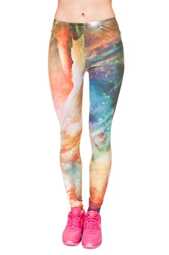 Kukubird - Mallas elásticas para mujer, varios estampados, para gimnasio, fitness, yoga, pilates, corte ceñido, tallas 36 a 40 Galaxy Rainbow Talla única
