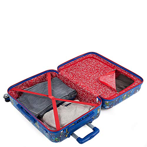 KUKUXUMUSU - Maleta Cabina de Viaje Infantil Juvenil Rígida 4 Ruedas Trolley 55 cm Policarbonato Estampado. Equipaje de Mano. Resistente y Ligera. Mango y Asa. Ryanair 131250, Color Azul