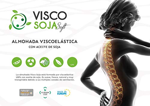 Kuo Dream | Almohada ViscoSoja | Viscoelástica 100% aceite de soja |Suave y transpirable| 90cm