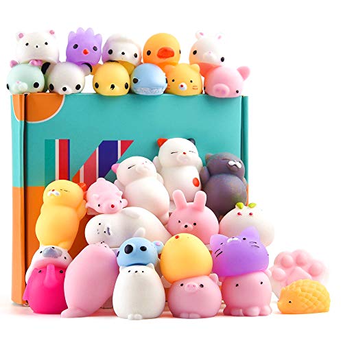 KUUQA 30 Unids Mochi Animal Squishies Juguetes Kawaii Squishy Panda Gato Paw Lindo Mini Apretón Squeeze Bolas de Estrés Bola Juguetes para Niños Adultos Fiesta de Cumpleaños Bolsas Favor Regalos