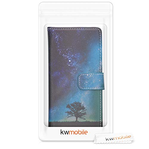 kwmobile Funda Compatible con Sony Xperia 5 - Carcasa de Cuero sintético árbol y Estrellas - con Tarjetero