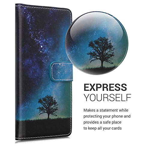 kwmobile Funda Compatible con Sony Xperia 5 - Carcasa de Cuero sintético árbol y Estrellas - con Tarjetero