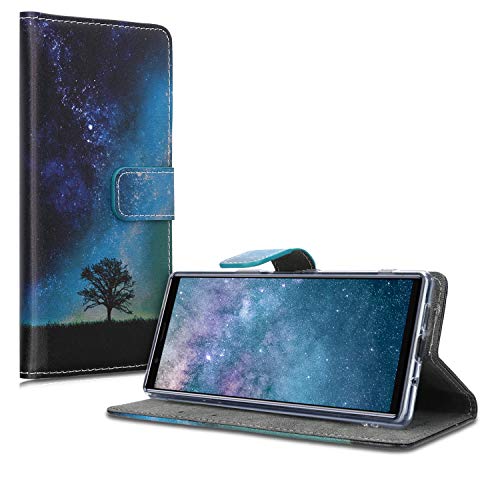 kwmobile Funda Compatible con Sony Xperia 5 - Carcasa de Cuero sintético árbol y Estrellas - con Tarjetero
