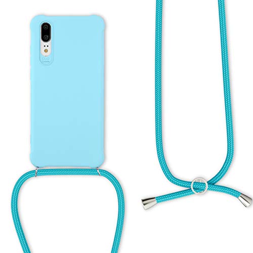 kwmobile Funda con Cuerda Compatible con Huawei P20 - Carcasa de TPU Mate con Colgante en Azul Claro
