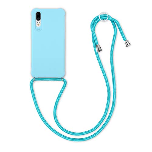 kwmobile Funda con Cuerda Compatible con Huawei P20 - Carcasa de TPU Mate con Colgante en Azul Claro