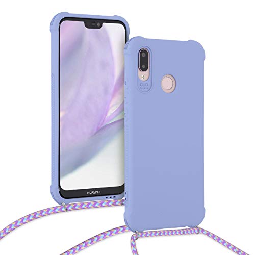 kwmobile Funda con Cuerda Compatible con Huawei P20 Lite - Carcasa de TPU Mate con Colgante en Lila