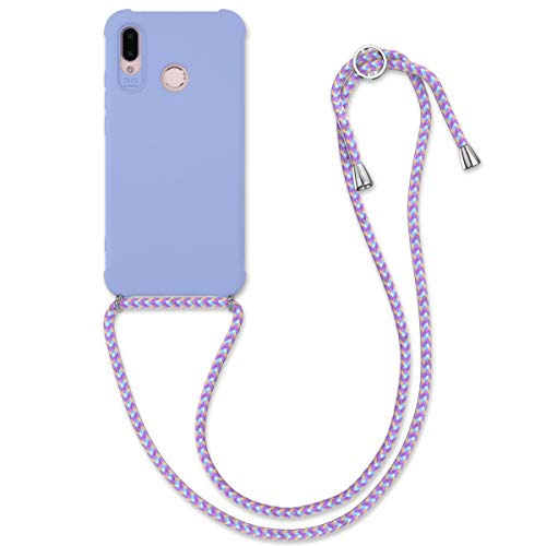 kwmobile Funda con Cuerda Compatible con Huawei P20 Lite - Carcasa de TPU Mate con Colgante en Lila