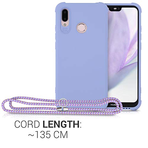 kwmobile Funda con Cuerda Compatible con Huawei P20 Lite - Carcasa de TPU Mate con Colgante en Lila