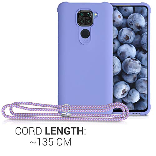 kwmobile Funda con Cuerda Compatible con Xiaomi Redmi Note 9 - Carcasa de TPU Mate con Colgante en Lila