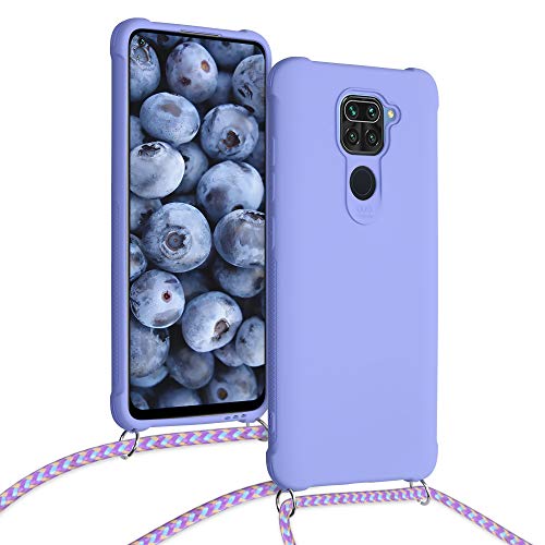 kwmobile Funda con Cuerda Compatible con Xiaomi Redmi Note 9 - Carcasa de TPU Mate con Colgante en Lila