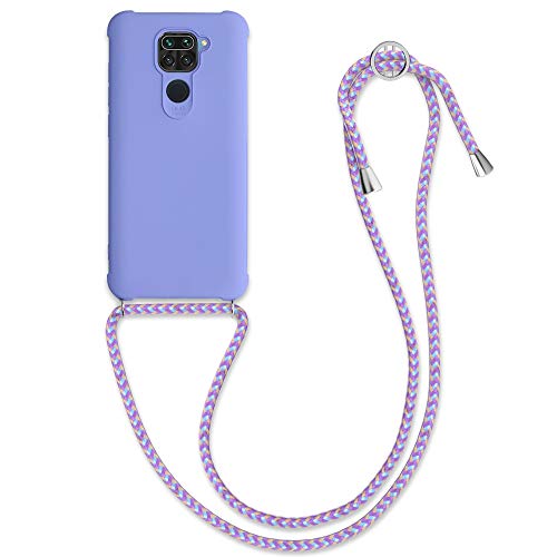 kwmobile Funda con Cuerda Compatible con Xiaomi Redmi Note 9 - Carcasa de TPU Mate con Colgante en Lila