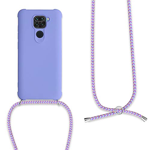 kwmobile Funda con Cuerda Compatible con Xiaomi Redmi Note 9 - Carcasa de TPU Mate con Colgante en Lila