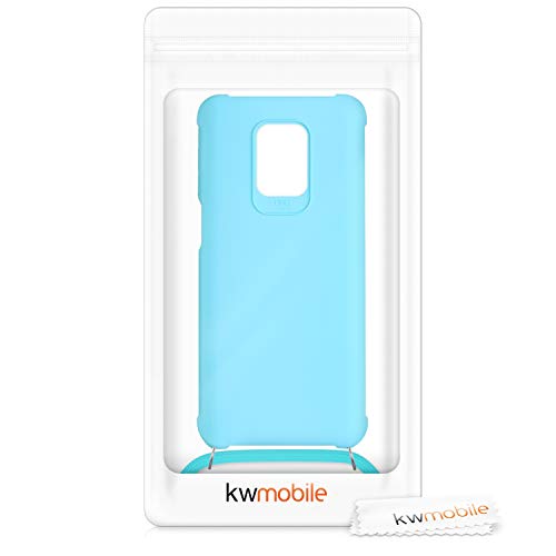 kwmobile Funda con Cuerda Compatible con Xiaomi Redmi Note 9S / 9 Pro / 9 Pro MAX - Carcasa de TPU Mate con Colgante en Azul Claro
