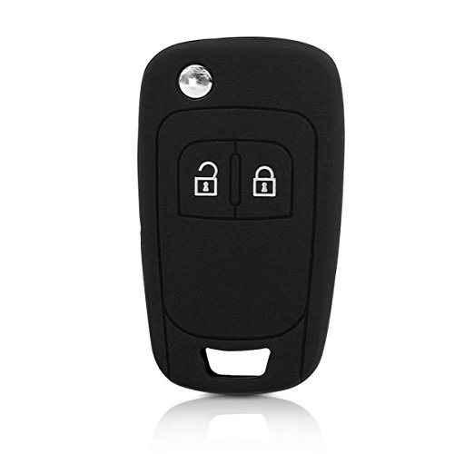 kwmobile Funda de Silicona Compatible con Opel Chevrolet Llave de Coche Plegable de 2 Botones - Carcasa Suave de Silicona - Case Mando de Auto Negro