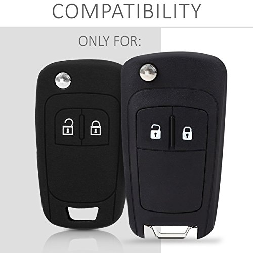 kwmobile Funda de Silicona Compatible con Opel Chevrolet Llave de Coche Plegable de 2 Botones - Carcasa Suave de Silicona - Case Mando de Auto Negro