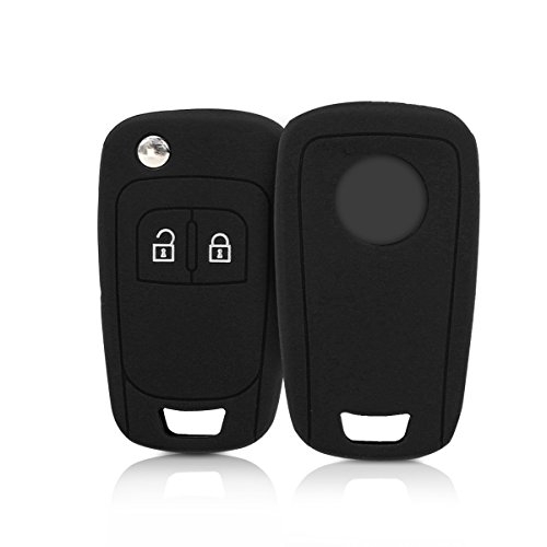 kwmobile Funda de Silicona Compatible con Opel Chevrolet Llave de Coche Plegable de 2 Botones - Carcasa Suave de Silicona - Case Mando de Auto Negro