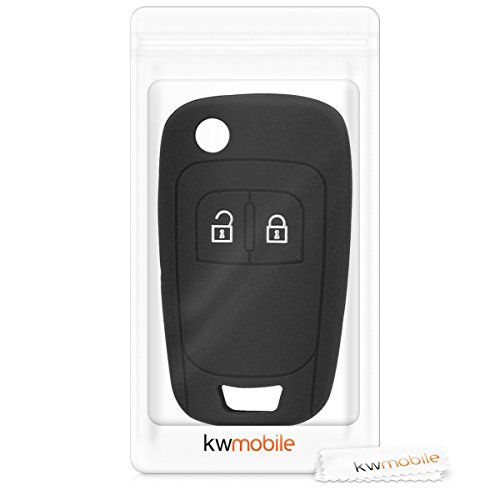 kwmobile Funda de Silicona Compatible con Opel Chevrolet Llave de Coche Plegable de 2 Botones - Carcasa Suave de Silicona - Case Mando de Auto Negro