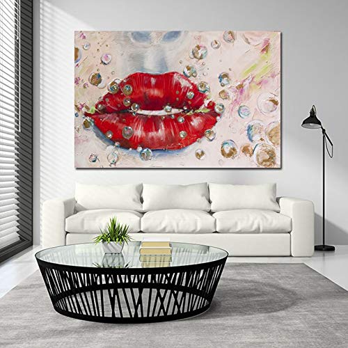 KWzEQ Imprimir en Lienzo Imagen de Arte de Pared de Labios Rojos decoración del hogar para Carteles de Sala de estar60x90cmPintura sin Marco