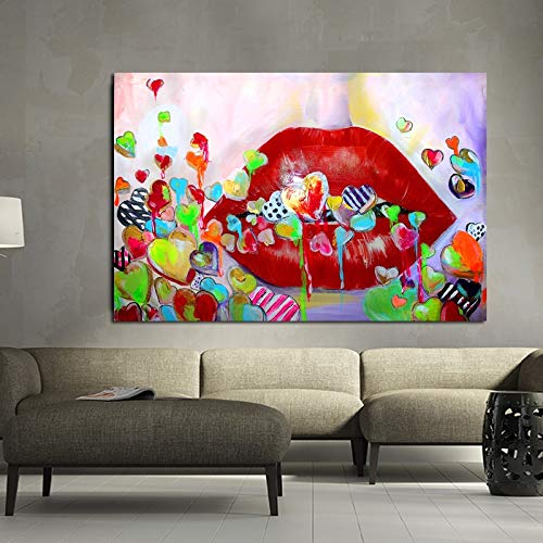 KWzEQ Imprimir en Lienzo Imagen de Arte Moderno onhomewall de Labios rojos30x45cmPintura sin Marco