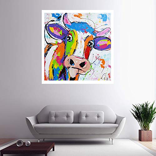 KWzEQ Imprimir en Lienzo Lindos Carteles de Pared de Vaca y decoración del hogar para Sala de estar60x60cmPintura sin Marco