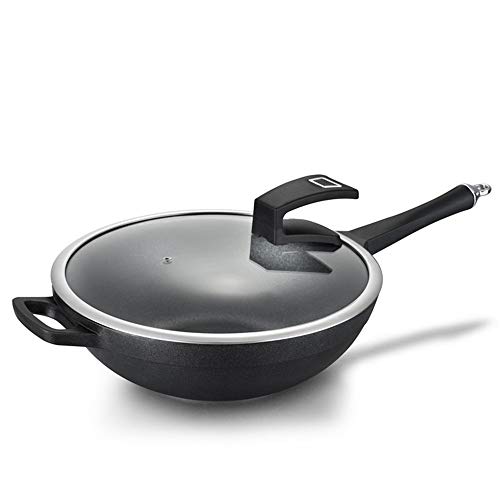 KX-YF Sartén con Antiadherente De Fondo Plano Wok Wok 32cm Alto Grado sartén Antiadherente Pan Pan 32x9.5cm se Permite Fumar Inducción Adecuada (Color : Aluminum, Size : 32x9.5cm)