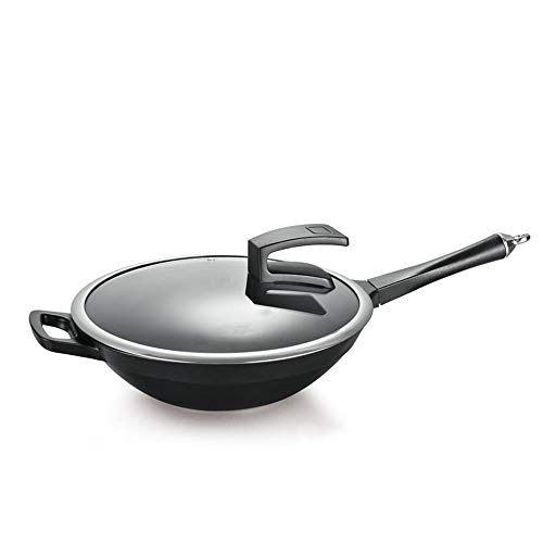 KX-YF Sartén con Antiadherente De Fondo Plano Wok Wok 32cm Alto Grado sartén Antiadherente Pan Pan 32x9.5cm se Permite Fumar Inducción Adecuada (Color : Aluminum, Size : 32x9.5cm)