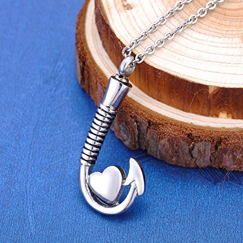 KY - Collar con colgante de urna conmemorativa de perro negro con forma de palma y corazón de acero inoxidable para cenizas