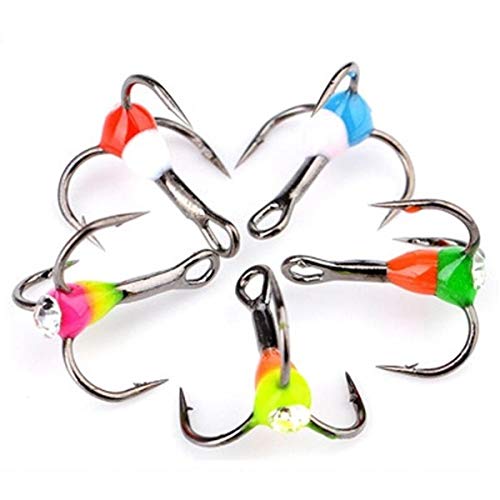 L-MEIQUN, 5 UNIDS Invierno Pesca en Hielo Gancho Agudo Herramientas de Aparejos de Pesca de Acero al Alto Carbono Color Aleatorio (Color : Random, Model Number : 12)