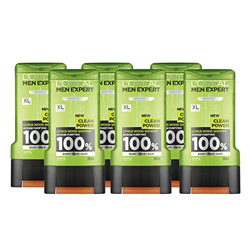 L 'Oreal Men Expert Clean Power Gel de ducha 300 ml Pack de 6