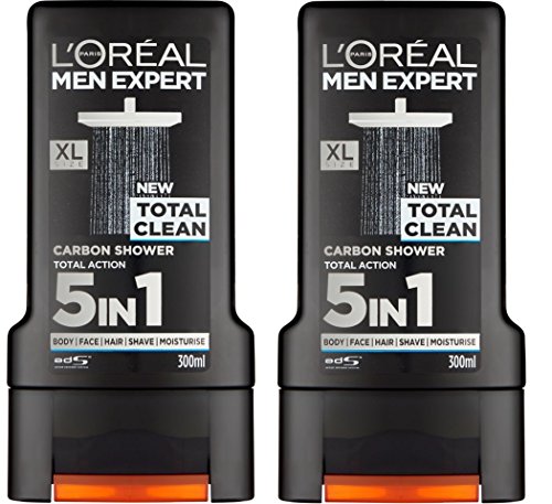 L 'Oréal Paris. Gel de ducha. Men Expert 5 in 1. Total Clean. 2 unidades de 300 ml