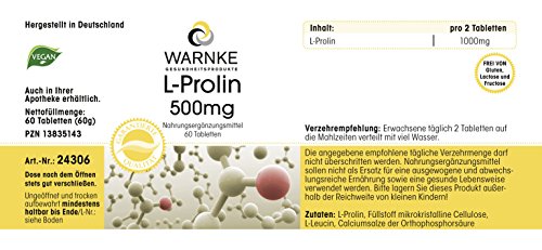 L-Prolina 500mg – Vegana – 60 comprimidos