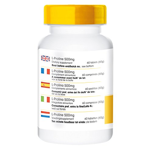 L-Prolina 500mg – Vegana – 60 comprimidos