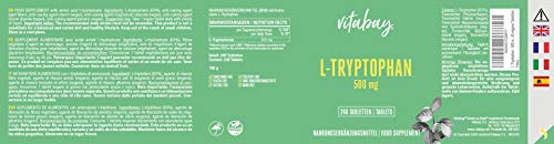L-Tryptophan, 500 mg, 240 Tabletas Veganas