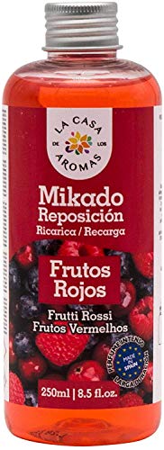 La Casa de los Aromas, Ambientador Mikado XL con Varillas/Palitos, Difusor Líquido de Aroma Frutos Rojos, Perfume Duradero para el Hogar, Baño, Casa - 250 ml Nombre o título del artículo