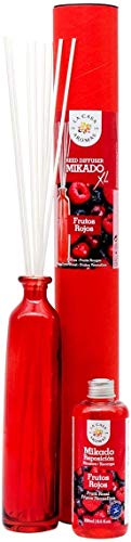 La Casa de los Aromas, Ambientador Mikado XL con Varillas/Palitos, Difusor Líquido de Aroma Frutos Rojos, Perfume Duradero para el Hogar, Baño, Casa - 250 ml Nombre o título del artículo