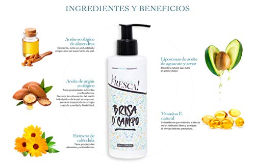 LA FRESCA! Brisa de Campo crema hidratante corporal/para hombre o mujer para todo tipo de pieles: atopica y con afecciones como psoriasis y eccemas, evita rojeces con productos ecologicos - 200ml