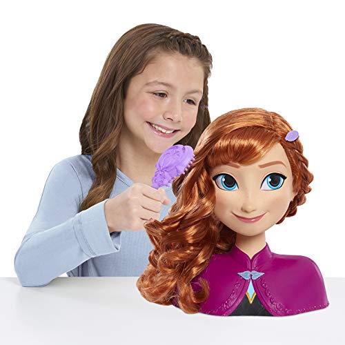 La Frozen – Anna – Cabeza de peluquería Basic, 14 Accesorios de peluquería incluidos, Juguete para niños a Partir de 3 años, FRN41