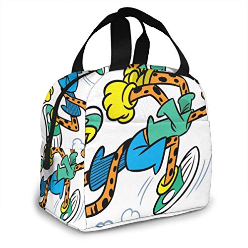 La ilustración muestra el guepardo, que ofrece deportes, correr, aislar, moda, reutilizable, resistente al agua, bolsa de almuerzo, bolsa de almuerzo para el trabajo de oficina, escuela, picnic, send