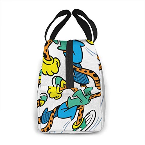 La ilustración muestra el guepardo, que ofrece deportes, correr, aislar, moda, reutilizable, resistente al agua, bolsa de almuerzo, bolsa de almuerzo para el trabajo de oficina, escuela, picnic, send