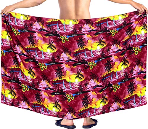 LA LEELA Traje de ba?o del Traje de ba?o Traje de ba?o Pareo Cubrir para Hombre Ropa de Playa Rosado Llano