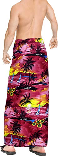 LA LEELA Traje de ba?o del Traje de ba?o Traje de ba?o Pareo Cubrir para Hombre Ropa de Playa Rosado Llano