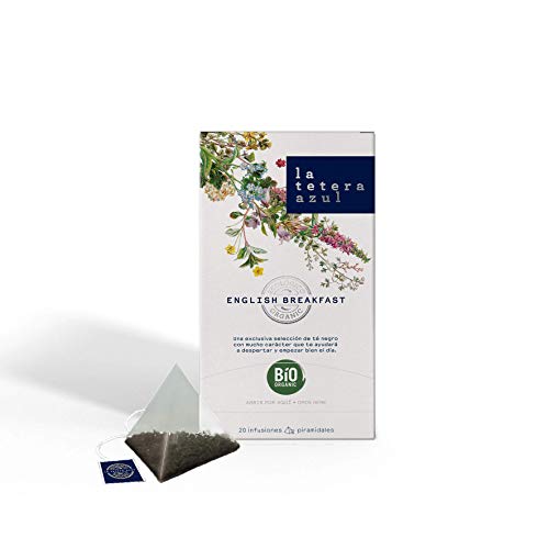 LA TETERA AZUL Té Negro English Breakfast. Infusión Estimulante. Caja De 20 Pirámides.